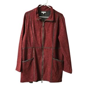 Habitat Car Coat Women's XL Full Zip Burgundy Gray Style 62324